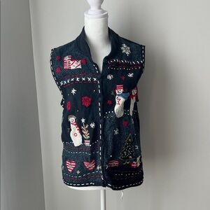 Festive Snowman Knit Vest Size M